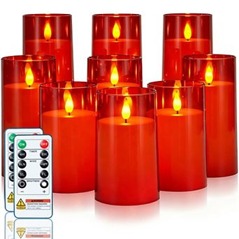 LED Flickering Candles with Remote Control and Timer Set of 9
