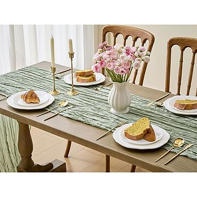 Sage Green Cheesecloth Table Runner Rustic, Soft, Decorative