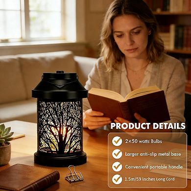 Candle Warmer Lamp Vintage Lantern with Timer Dimming Electric Wax Melt Bedroom Decor Gift (2 Bulbs)