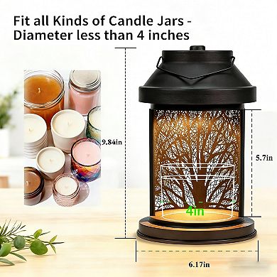 Candle Warmer Lamp Vintage Lantern with Timer Dimming Electric Wax Melt Bedroom Decor Gift (2 Bulbs)