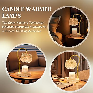 Candle Warmer Lamp Timer Dimmable 312 K9 Crystals Adjustable Height Electric Wax Melter 2 Bulbs
