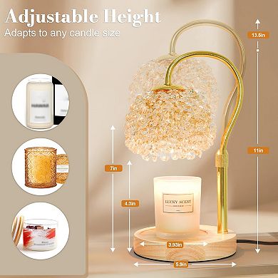 Candle Warmer Lamp Timer Dimmable 312 K9 Crystals Adjustable Height Electric Wax Melter 2 Bulbs