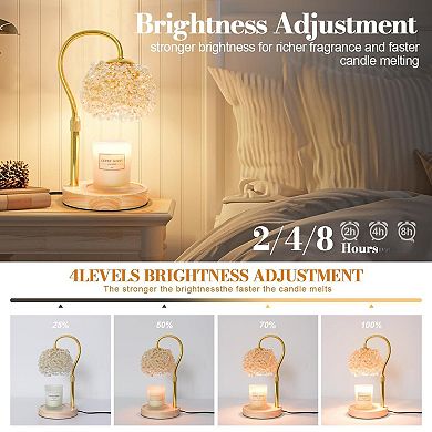 Candle Warmer Lamp Timer Dimmable 312 K9 Crystals Adjustable Height Electric Wax Melter 2 Bulbs