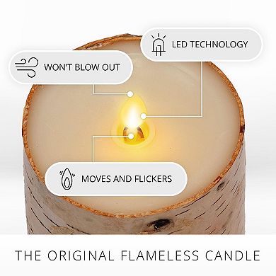 Bark LED Candle 3.5"x6.5" Moving Flame Pillar with Timer, Battery Operated Unscented Home Decor