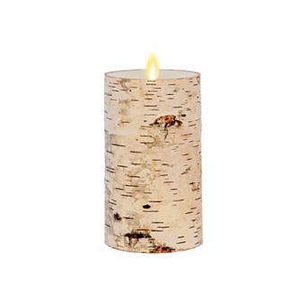 Bark LED Candle 3.5"x6.5" Moving Flame Pillar with Timer, Battery Operated Unscented Home Decor
