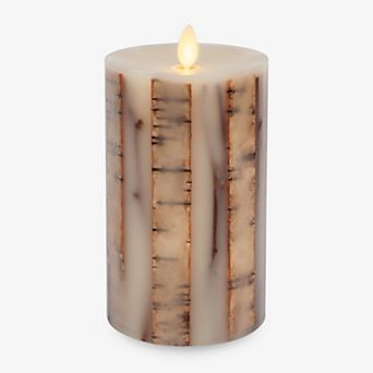 Bark LED Candle 3.5"x6.5" Moving Flame Pillar with Timer, Battery Operated Unscented Home Decor