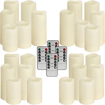 24 Waterproof Outdoor LED Candles with 4 Remotes Timer 3 Sizes 4" 5" 6" for Wedding Festival Decor