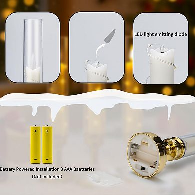 6 Flickering LED Pillar Candles with Timer Remote Embedded Star String Lights Flameless Home Decor