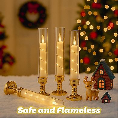 6 Flickering LED Pillar Candles with Timer Remote Embedded Star String Lights Flameless Home Decor