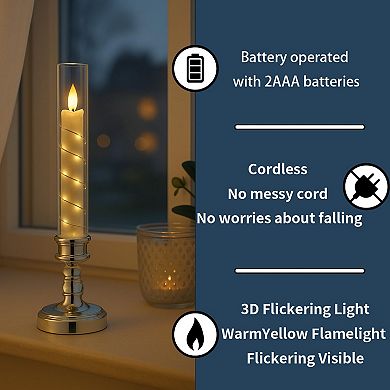6 Flickering LED Pillar Candles with Timer Remote Embedded Star String Lights Flameless Home Decor