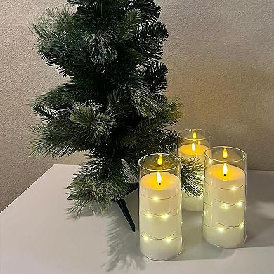 LED Flickering Candles with Remote Timer 6pcs Battery Operated Embedded String Lights 3x6 Inch