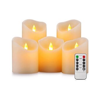 5 LED Flickering Flameless Candles Real Wax Pillar 3"x4"/6" with Remote Timer