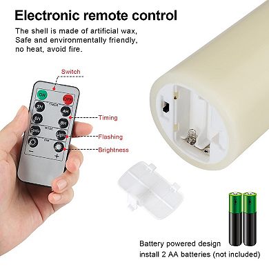 5 LED Flickering Flameless Candles Real Wax Pillar 3"x4"/6" with Remote Timer