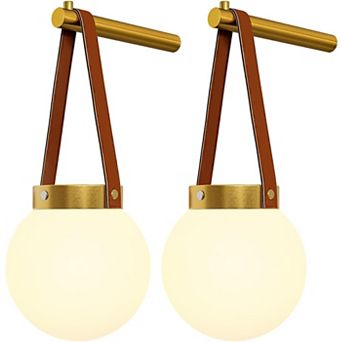 Battery Operated Wall Sconces Set of 2 with Remote Control, Rechargeable Wireless Globe Lights