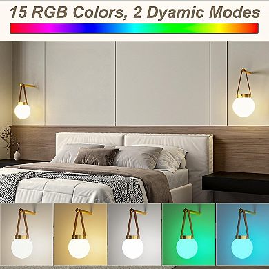 Battery Operated Wall Sconces Set of 2 with Remote Control, Rechargeable Wireless Globe Lights