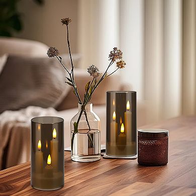 2 Pc LED 3-in-1 Taper Candles with Remote Timer 2.95" x 6" Flickering Battery Operated Pillar Lights