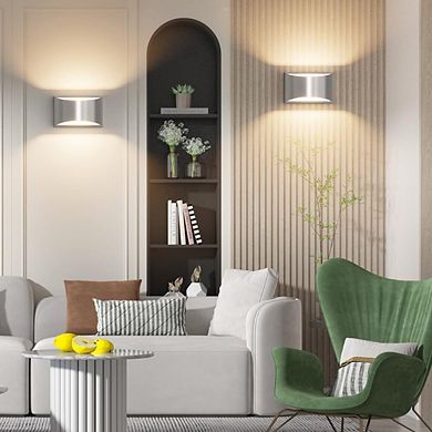 Nickel Modern LED Wall Sconce Hardwired Indoor Up Down Light Living Room Bedroom Hallway