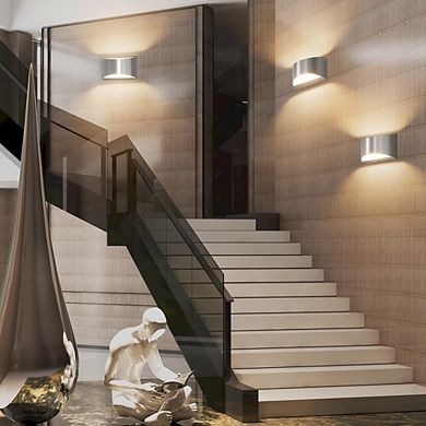 Nickel Modern LED Wall Sconce Hardwired Indoor Up Down Light Living Room Bedroom Hallway