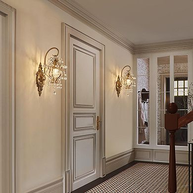 Crystal Wall Sconces Set of 2 Vintage Modern Hardwired Light Fixture Wall Lamp for Bedroom