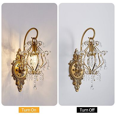 Crystal Wall Sconces Set of 2 Vintage Modern Hardwired Light Fixture Wall Lamp for Bedroom