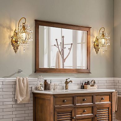 Crystal Wall Sconces Set of 2 Vintage Modern Hardwired Light Fixture Wall Lamp for Bedroom