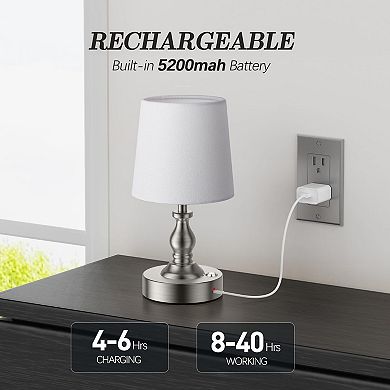 Mini Cordless LED Table Lamp 5200mAh Rechargeable Touch Dimmable 3-Level Brightness Night Light