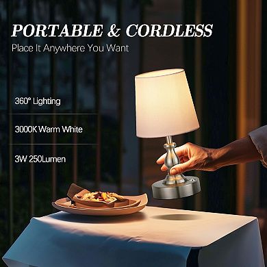 Mini Cordless LED Table Lamp 5200mAh Rechargeable Touch Dimmable 3-Level Brightness Night Light