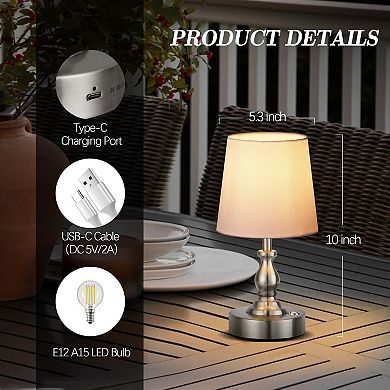 Mini Cordless LED Table Lamp 5200mAh Rechargeable Touch Dimmable 3-Level Brightness Night Light