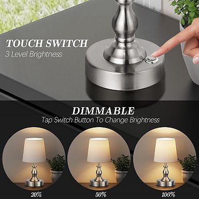 Mini Cordless LED Table Lamp 5200mAh Rechargeable Touch Dimmable 3-Level Brightness Night Light
