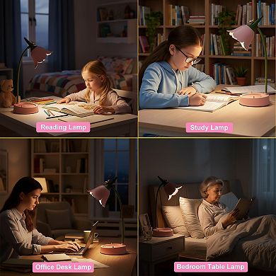 LED Desk Lamp Cordless Rechargeable Touch Dimmable Eye-Caring Adjustable Gooseneck Flower Design