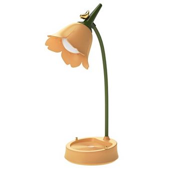 LED Desk Lamp Cordless Rechargeable Touch Dimmable Eye-Caring Adjustable Gooseneck Flower Design