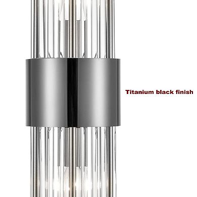 2-Light Modern Wall Sconce Titanium Metal Clear Glass Crystal Vanity Lighting Bedroom Bathroom