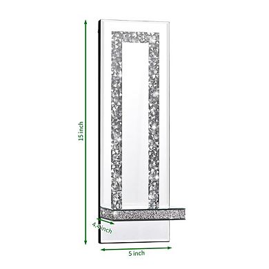 Crystal Crush Mirrored Candle Sconces Wall Holder Set of 2 Rectangle Stripe Art Deco Decor