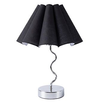 Pleated Table Lamp Bedroom Bedside Nightstand Linen Lampshade Modern Home Office Decor