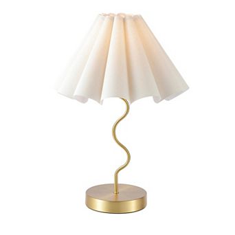 Pleated Table Lamp Bedroom Bedside Nightstand Linen Lampshade Modern Home Office Decor