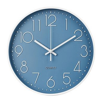 Wall Clock 12 Inch Silent Non-Ticking Quartz Modern Simple Round 3D Dial for Home Office Bedroom