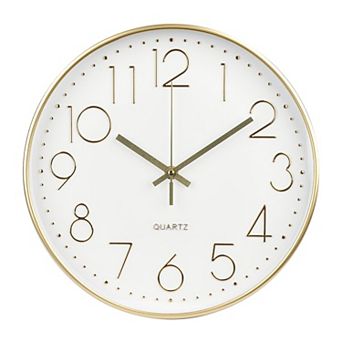 Wall Clock 12 Inch Silent Non-Ticking Quartz Modern Simple Round 3D Dial for Home Office Bedroom