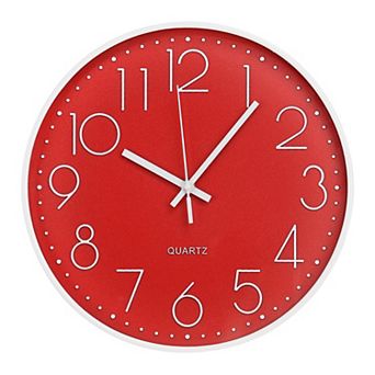 Wall Clock 12 Inch Silent Non-Ticking Quartz Modern Simple Round 3D Dial for Home Office Bedroom