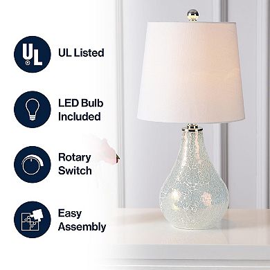 20.5" Mosaic Glass Table Lamp LED Bulb Included Linen Drum Shade Nightstand Light