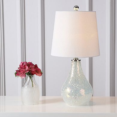20.5" Mosaic Glass Table Lamp LED Bulb Included Linen Drum Shade Nightstand Light