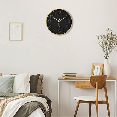 Wall Clock 12 Inch Silent Non-ticking Quartz Modern For Living Room Kitchen Bedroom Office