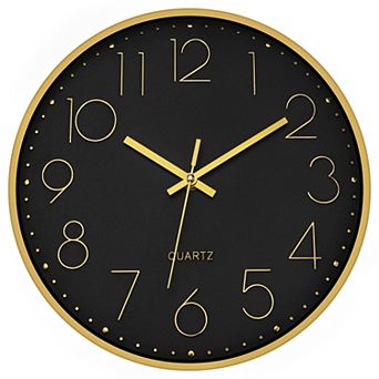 Wall Clock 12 Inch Silent Non-ticking Quartz Modern For Living Room Kitchen Bedroom Office