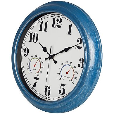 13 Inch Waterproof Outdoor Clock with Hygrometer Large Numbers Silent