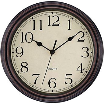 Silent Non-Ticking 12 Inch Round Classic Retro Quartz Wall Clock for Living Room Kitchen Home