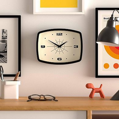 Movie Wall Clock Retro Rectangular 10 Inch Black Mid-century Modern Kitchen Living Room Office