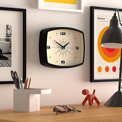 Movie Wall Clock Retro Rectangular 10 Inch Black Mid-century Modern Kitchen Living Room Office