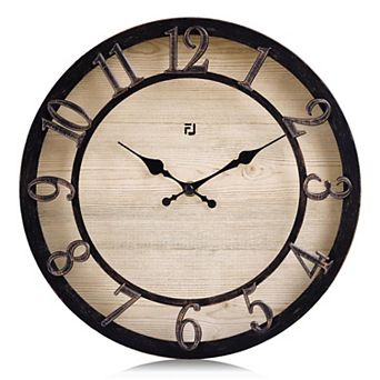 12 Inch Silent Farmhouse Wall Clock 3D Numbers Rustic Vintage Decor