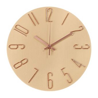 Wall Clock 12 Inch Silent Non-Ticking Wood Grain Round Quartz Clock 3D Dial Home Office Decor