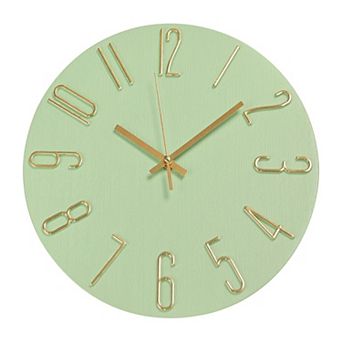Wall Clock 12 Inch Silent Non-Ticking Wood Grain Round Quartz Clock 3D Dial Home Office Decor