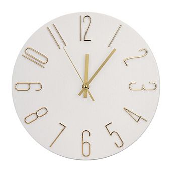 Wall Clock 12 Inch Silent Non-Ticking Wood Grain Round Quartz Clock 3D Dial Home Office Decor